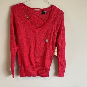 PacSun Women's V-Neck Sweater in Coral Red